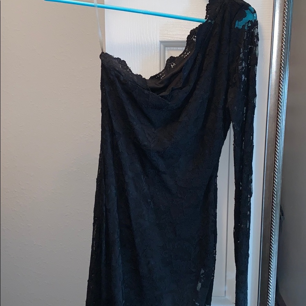 One shoulder long sleeve floral dress